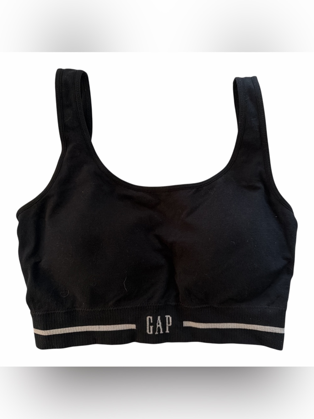GAP Black Seamless Crop Bralette with Contrast Logo Band NWOT